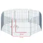 Vallas para Perros Plegables de 8 Piezas 63x60 cm con 1 Puerta y Marco de Acero para Jardín Patio Plata