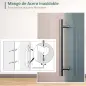 Puerta Corredera de Cristal Satinado 102,5x205 cm Puerta Corrediza con Riel Tirador y Cristal de Seguridad Translúcido