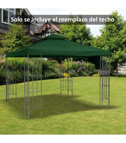 Techo de Repuesto para Cenador, 3x3 m, Cubierta de Repuesto con Techo Doble, 8 Orificios de Drenaje y Protección UV, SOLO Toldo