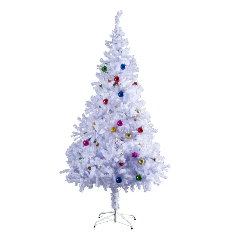 Árbol de Navidad Artificial 150 cm con 680 Ramas de PVC 48 Decoraciones Incluidas Ø85x150 Blanco
