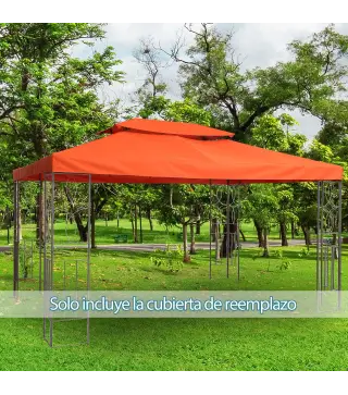 Techo de Repuesto para Cenador 4x3 m Cubierta de Repuesto con Techo Doble 10 Orificios de Drenaje y Protección UV Toldo de Recam