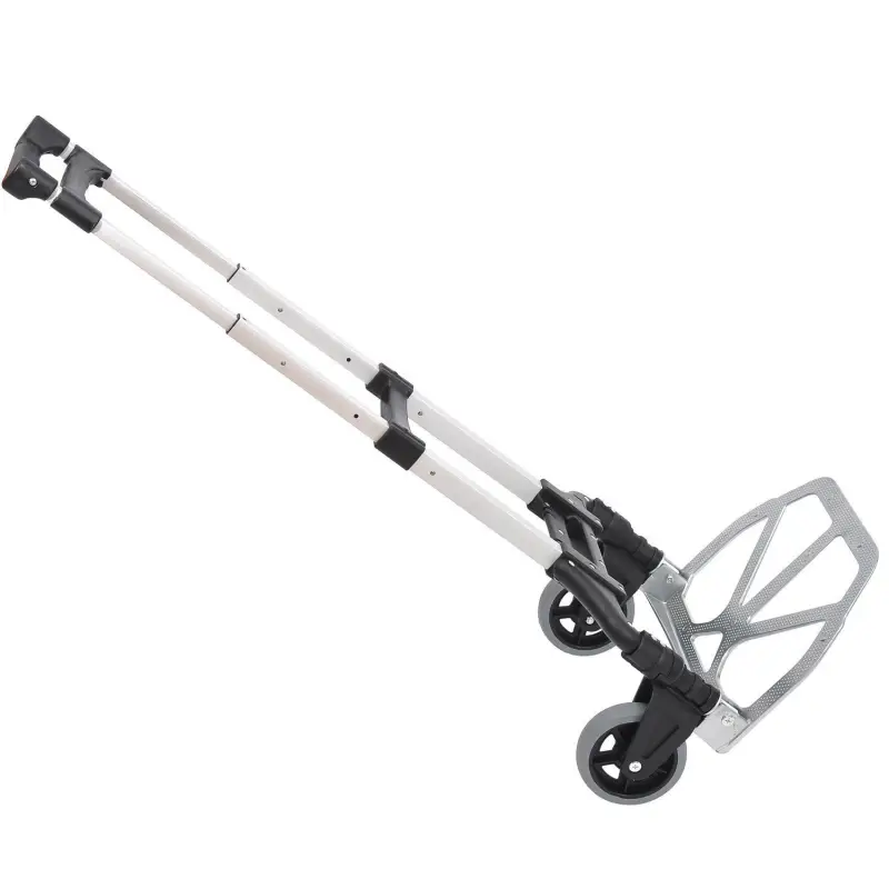 Carretilla Plegable de Aleación de Aluminio con 2 Ruedas Carga 70 kg Carretilla de Mano Portátil con Mango Extensible 41x38,5x10