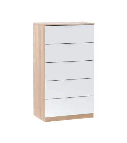 Cómoda HAYA 5 Cajones Blanco Artik/Roble Canadian