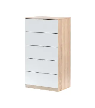 Cómoda HAYA 5 Cajones Blanco Artik/Roble Canadian