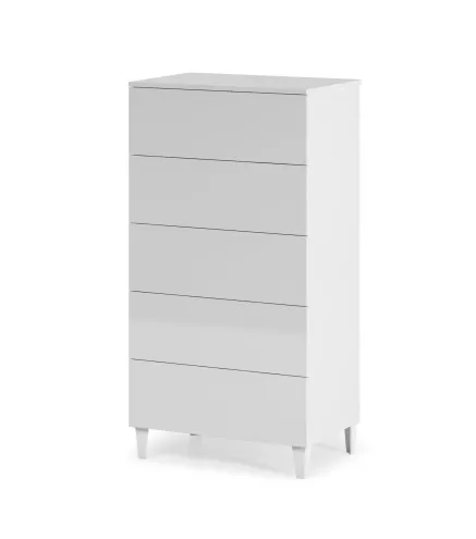 Cómoda DIVA 5 Cajones con Patas Blanco Brillo