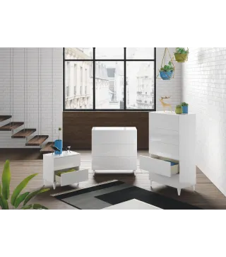 DIVA Cómoda 5c Blanco Brillo | Muebles kit