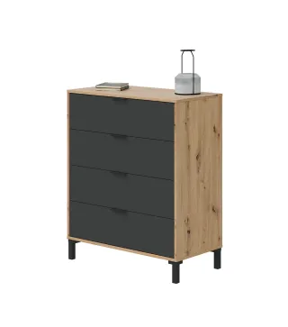 Cómoda ENZO 4 Cajones ROBLE NODI/GRIS ANTRACITA