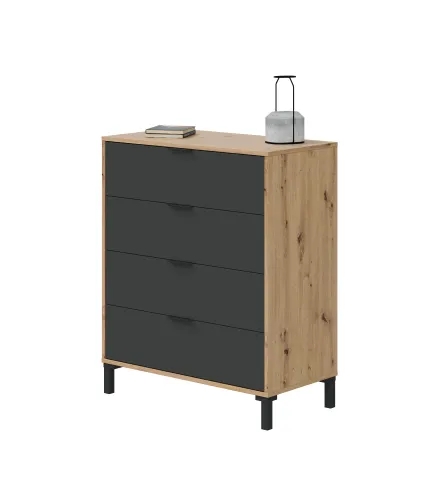 ENZO Cómoda 4c R.Nodi/Gris Antracita | Muebles kit