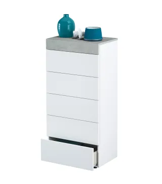 Cómoda 5 Cajones BLANCO ARTIK/CEMENTO