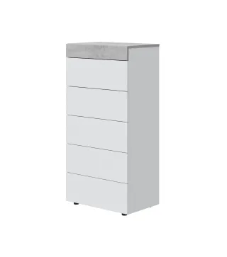 Cómoda 5c Blanco Artik/Cemento | Muebles kit