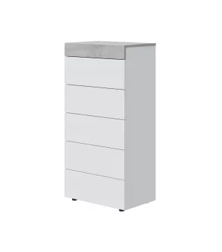 Cómoda 5c Blanco Artik/Cemento | Muebles kit