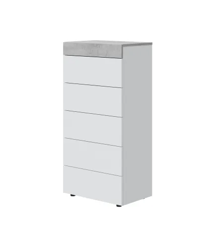 Cómoda 5c Blanco Artik/Cemento | Muebles kit