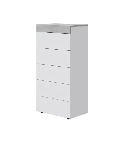 Cómoda 5c Blanco Artik/Cemento | Muebles kit