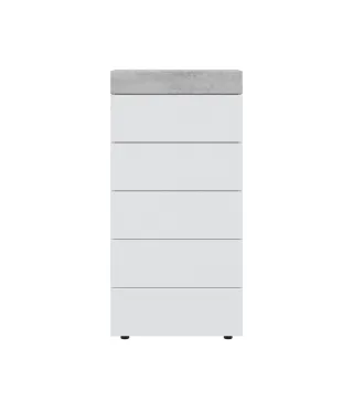 Cómoda 5c Blanco Artik/Cemento | Muebles kit