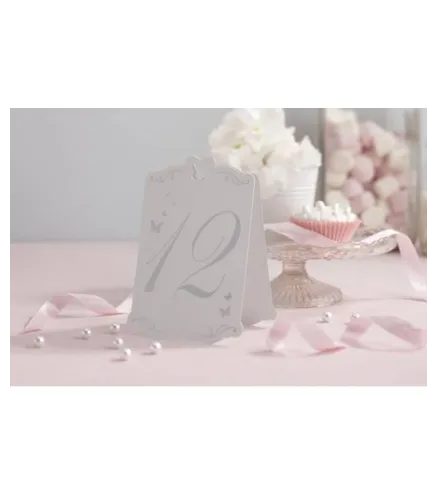 NÚMEROS DE MESA MARIPOSA BLANCO