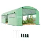 Invernadero de Túnel 6x3x2 m con 3 Puertas Enrollables 6 Ventanas de Malla y Estructura de Acero Galvanizado Verde