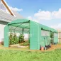 Invernadero de Túnel 6x3x2 m con 3 Puertas Enrollables 6 Ventanas de Malla y Estructura de Acero Galvanizado Verde