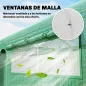 Invernadero de Túnel 6x3x2 m con 3 Puertas Enrollables 6 Ventanas de Malla y Estructura de Acero Galvanizado Verde