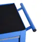 Carro Caja de Herramientas Taller Movil con 5 Cajones 4 Ruedas Chapa de Acero Azul