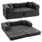 Sofá Cama de 2 Plazas Plegable Tapizado en Chenilla con Acolchado Grueso Reposabrazos Anchos 2 Almohadas Gris Oscuro Sofá Cama de 2 Plazas Plegable Tapizado en Chenilla con Acolchado Grueso Reposabrazos Anchos 2 Almohadas Gris Oscuro