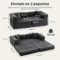 Sofá Cama de 2 Plazas Plegable Tapizado en Chenilla con Acolchado Grueso Reposabrazos Anchos 2 Almohadas Gris Oscuro