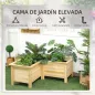 Jardinera Elevada de Madera Macetero Exterior en Forma de L con Tela no Tejido Huerto Urbano 120x120x50 cm Natural
