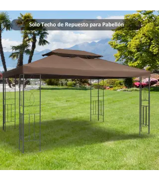 Techo de Repuesto para Cenador 4x3 m Cubierta de Repuesto con Techo Doble 10 Orificios de Drenaje y Protección UV Toldo de Recam