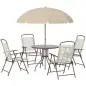 Conjunto de Muebles para Jardín con 4 Sillas 1 Mesa y 1 Parasol Texteline Aluminio y Poliéster Beige