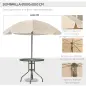 Conjunto de Muebles para Jardín con 4 Sillas 1 Mesa y 1 Parasol Texteline Aluminio y Poliéster Beige
