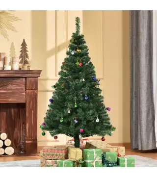 Árbol de Navidad Artificial 150 cm con 420 Ramas Adornos Piñas Decoración Navideña para Interiores Verde
