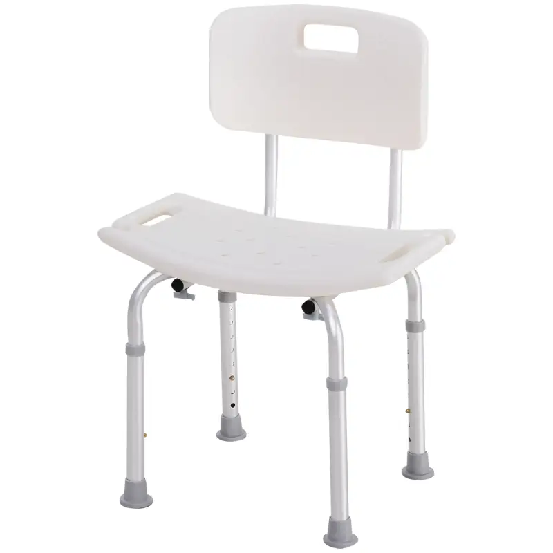 Silla para Ducha con Respaldo Altura Regulable y Antideslizante Carga 136 kg para Ancianos y Discapacitados