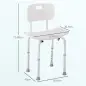 Silla para Ducha con Respaldo Altura Regulable y Antideslizante Carga 136 kg para Ancianos y Discapacitados
