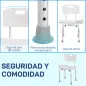 Silla para Ducha con Respaldo Altura Regulable y Antideslizante Carga 136 kg para Ancianos y Discapacitados
