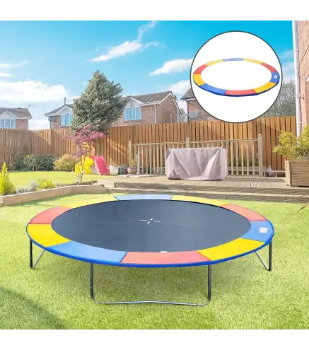 Cubierta de Protección Acolchada para Cama Elástica Borde de Seguridad para Trampolines con Diámetro Ø244 cm Multicolor