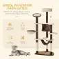 Torre para Gatos Grande 65x50x153 cm con Múltiples Plataforma Poste Hamaca Bolas de Juguete y Cueva Marrón