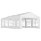 Carpa de Jardín 8x4 m Pérgola Cenador Pabellón Cochera Gazebo con 4 Paneles Laterales y 8 Ventanas para Fiestas Blanco