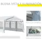 Carpa de Jardín 8x4 m Pérgola Cenador Pabellón Cochera Gazebo con 4 Paneles Laterales y 8 Ventanas para Fiestas Blanco