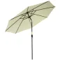 Sombrilla de Jardín Ø295x250 cm con Manivela Parasol Exterior con Mecanismo de Inclinación y Poste Desmontable Beige