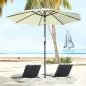 Sombrilla de Jardín Ø295x250 cm con Manivela Parasol Exterior con Mecanismo de Inclinación y Poste Desmontable Beige