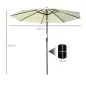 Sombrilla de Jardín Ø295x250 cm con Manivela Parasol Exterior con Mecanismo de Inclinación y Poste Desmontable Beige