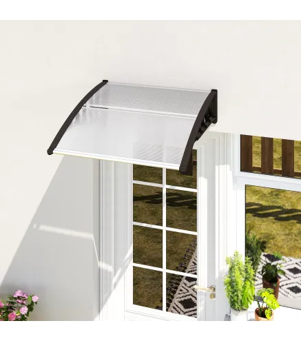 Marquesina para Puertas y Ventanas 103x96,5 cm con Paneles de Policarbonato Regleta de Aluminio Transparente