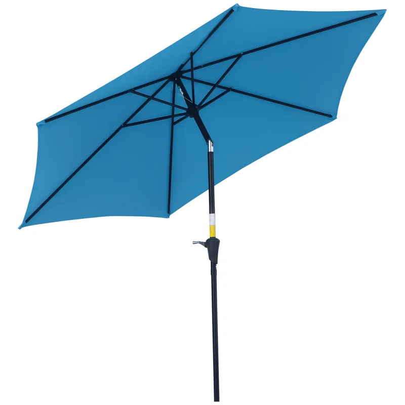 Sombrilla de Jardín Ø260x235 cm Parasol de Jardín Reclinable con Manivela Poste Desmontable de Aluminio 6 Varillas Azul