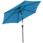 Sombrilla de Jardín Ø260x235 cm Parasol de Jardín Reclinable con Manivela Poste Desmontable de Aluminio 6 Varillas Azul