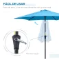 Sombrilla de Jardín Ø260x235 cm Parasol de Jardín Reclinable con Manivela Poste Desmontable de Aluminio 6 Varillas Azul