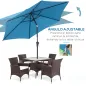 Sombrilla de Jardín Ø260x235 cm Parasol de Jardín Reclinable con Manivela Poste Desmontable de Aluminio 6 Varillas Azul