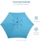 Sombrilla de Jardín Ø260x235 cm Parasol de Jardín Reclinable con Manivela Poste Desmontable de Aluminio 6 Varillas Azul