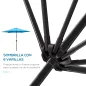 Sombrilla de Jardín Ø260x235 cm Parasol de Jardín Reclinable con Manivela Poste Desmontable de Aluminio 6 Varillas Azul