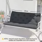 Cojín para Banco de Jardín o para Balancín de Jardín 120x110x12 cm de 2 Plazas con 6 Cordones de Fijación Negro