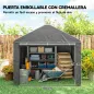 Carpa de Jardín para Bicicletas con Marco de Metal Galvanizado Puerta con Cremallera Impermeable Anti-UV 2,4x2x2 m Gris