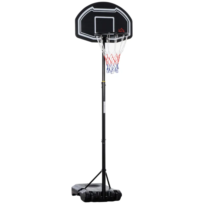 Canasta de Baloncesto para Exterior Altura Ajustable 160-210 cm con Ruedas y Base Rellenable 76x48x254 cm Negro